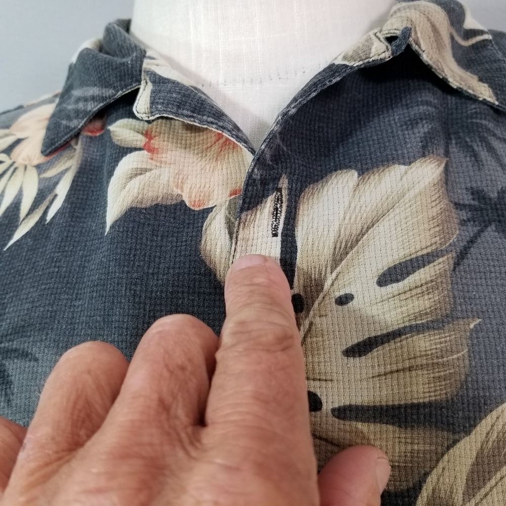 Boca classics shirt mens large gray Floral short sleeve silk Hawaiian Aloha Tiki - Picture 6 of 14